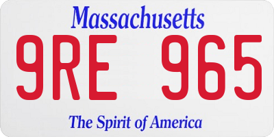 MA license plate 9RE965