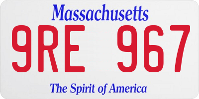 MA license plate 9RE967