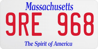 MA license plate 9RE968