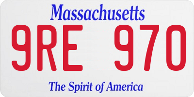 MA license plate 9RE970