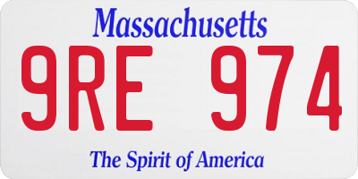 MA license plate 9RE974
