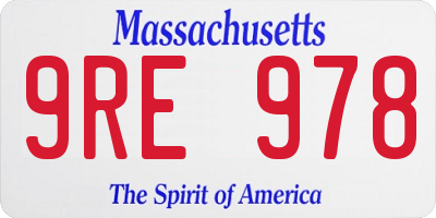 MA license plate 9RE978