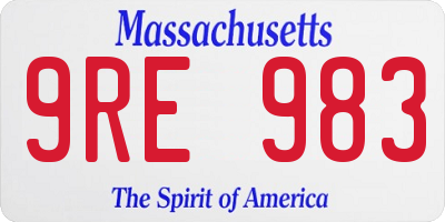 MA license plate 9RE983
