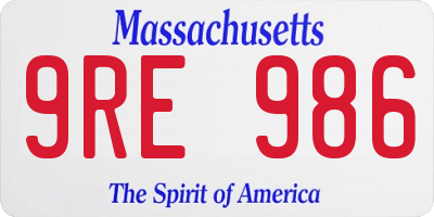 MA license plate 9RE986