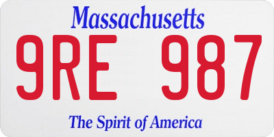 MA license plate 9RE987