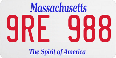MA license plate 9RE988