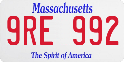 MA license plate 9RE992