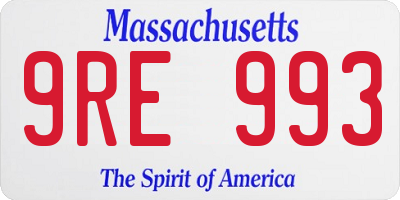 MA license plate 9RE993