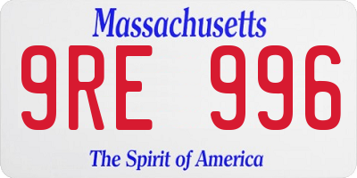 MA license plate 9RE996