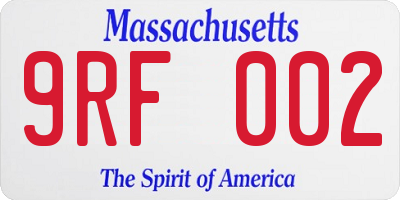 MA license plate 9RF002