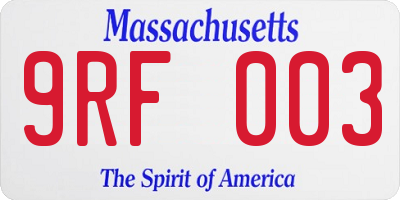 MA license plate 9RF003