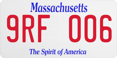 MA license plate 9RF006