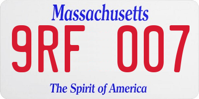 MA license plate 9RF007