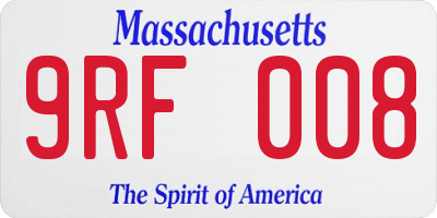 MA license plate 9RF008