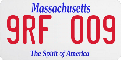 MA license plate 9RF009