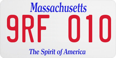 MA license plate 9RF010