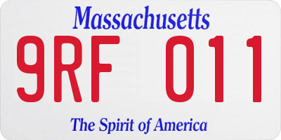 MA license plate 9RF011