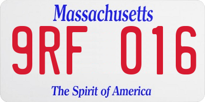 MA license plate 9RF016