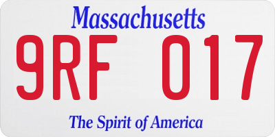 MA license plate 9RF017