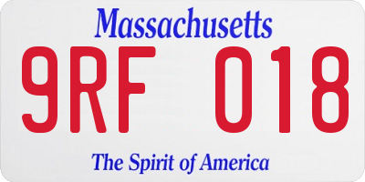 MA license plate 9RF018