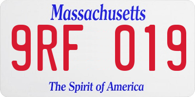 MA license plate 9RF019