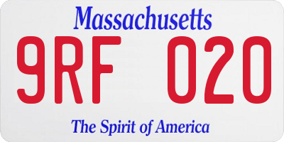 MA license plate 9RF020