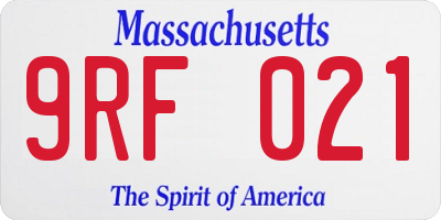 MA license plate 9RF021