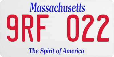 MA license plate 9RF022