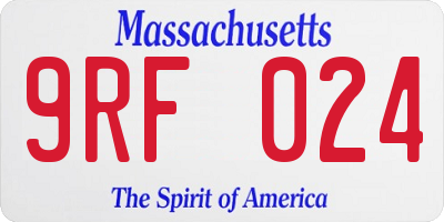 MA license plate 9RF024