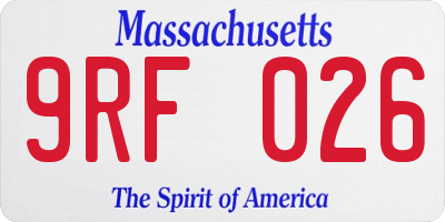 MA license plate 9RF026