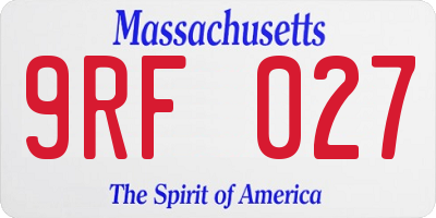 MA license plate 9RF027