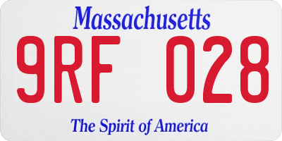 MA license plate 9RF028