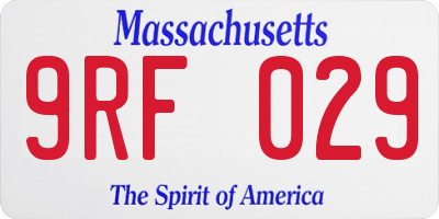MA license plate 9RF029