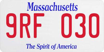 MA license plate 9RF030