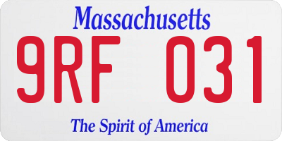 MA license plate 9RF031