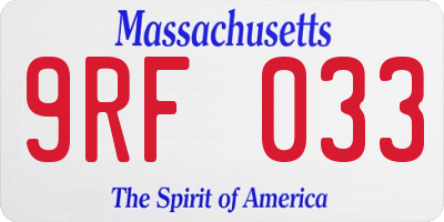 MA license plate 9RF033