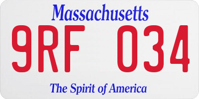 MA license plate 9RF034
