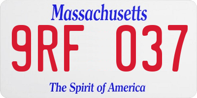 MA license plate 9RF037