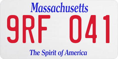 MA license plate 9RF041