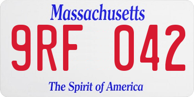 MA license plate 9RF042