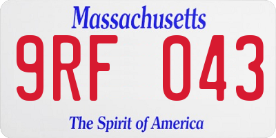 MA license plate 9RF043