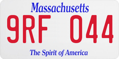 MA license plate 9RF044