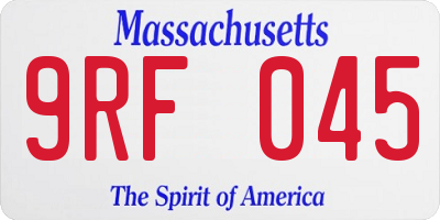 MA license plate 9RF045