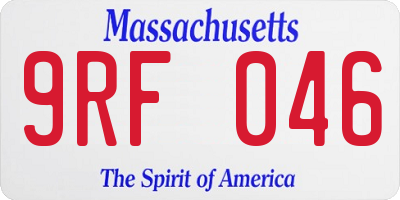 MA license plate 9RF046