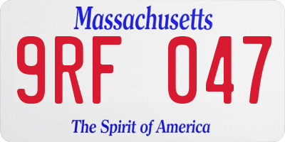 MA license plate 9RF047