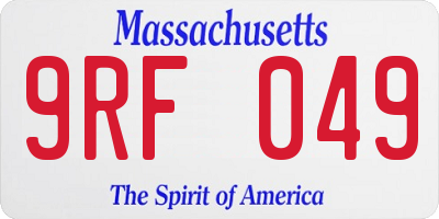 MA license plate 9RF049