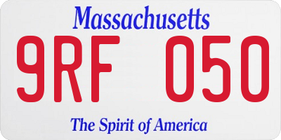MA license plate 9RF050