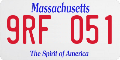 MA license plate 9RF051