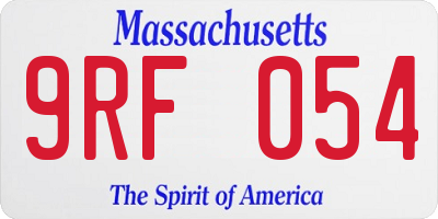 MA license plate 9RF054