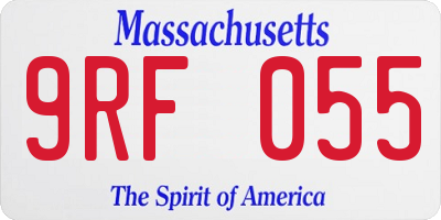 MA license plate 9RF055